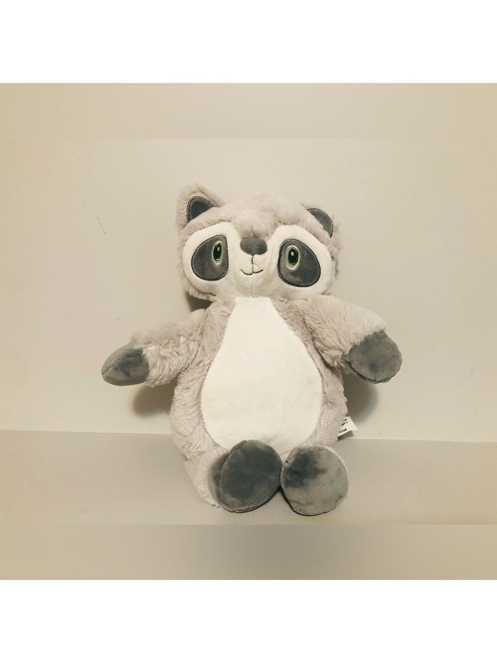 BLANKETS & beyond RACCOON stuffed plush rattle lovey gray embroidered eyes 2017